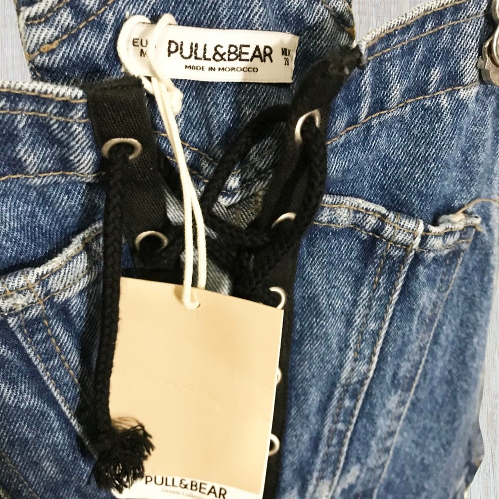 Pull & Bear Women's Overall Denim Jean Shorts NWT - Picture 7 of 7